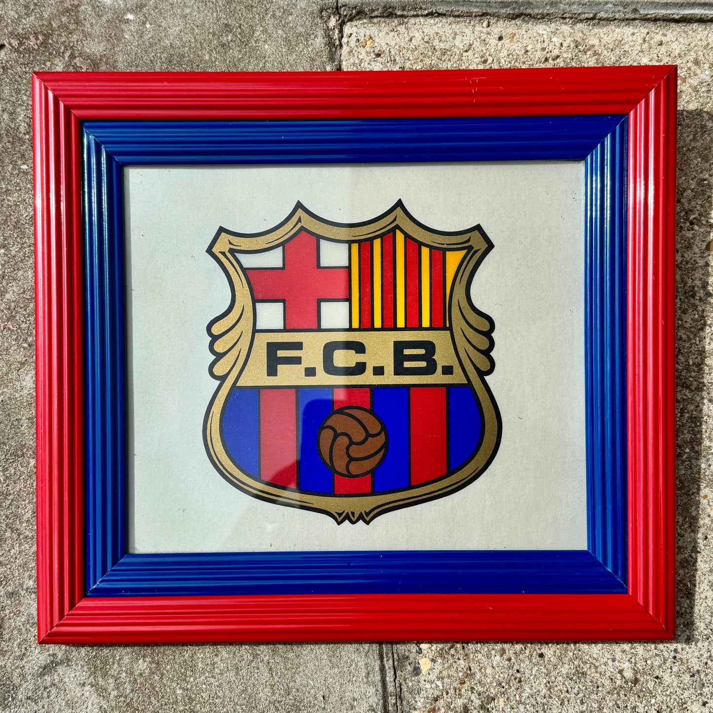 80s Glass Framed Barcelona Crest
