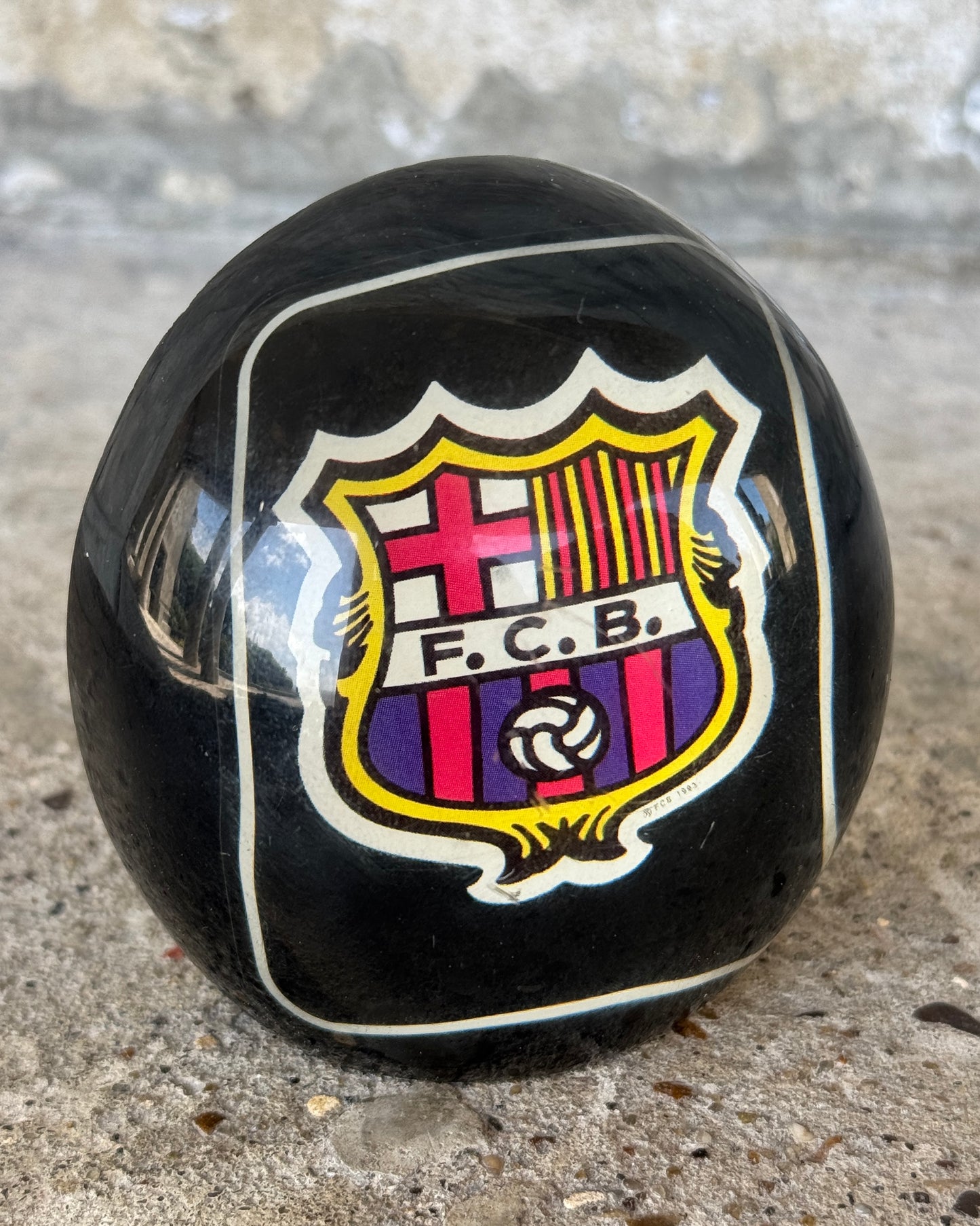 80s Real Madrid Framed Crest & Barcelona 3D Paper Weight