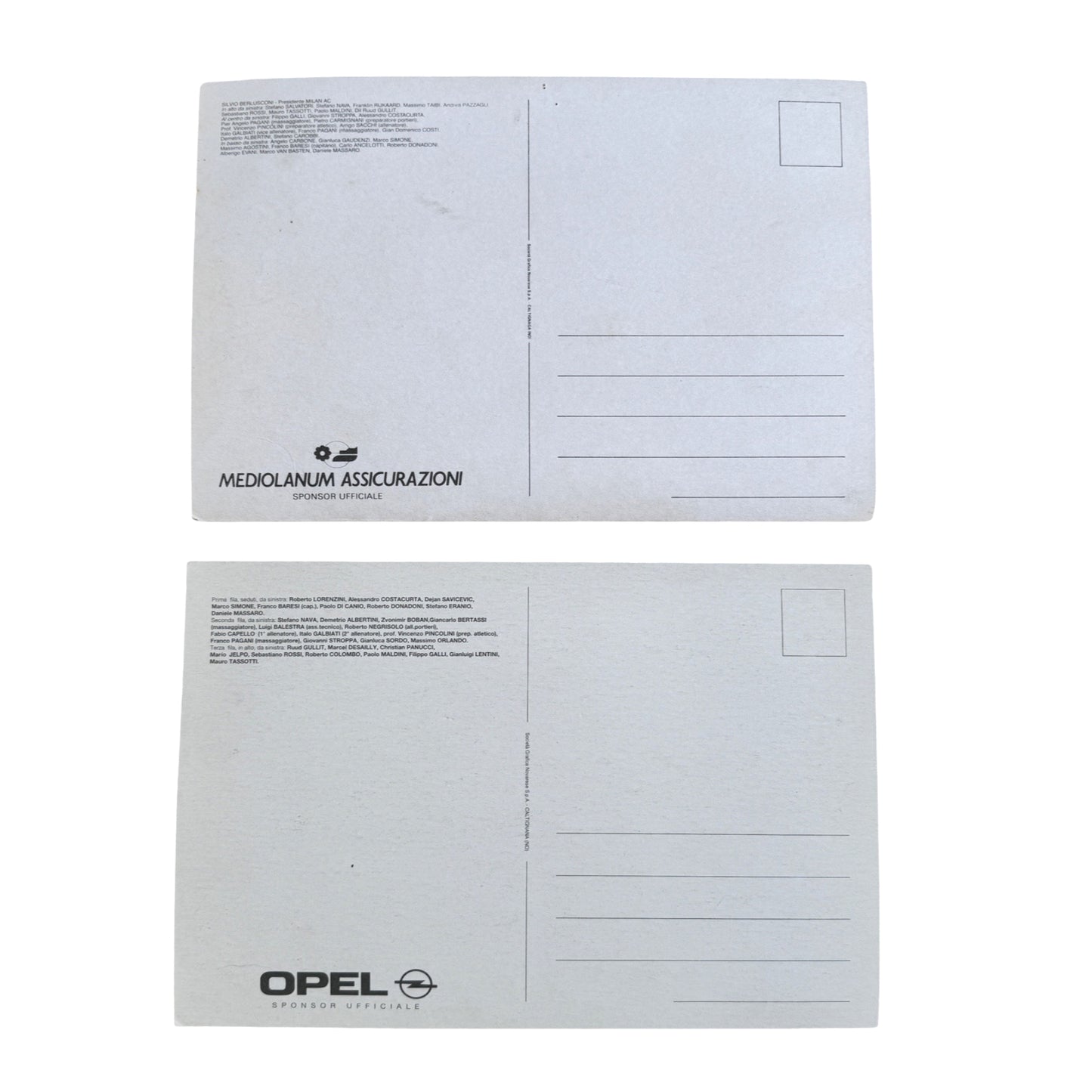 Pair of XL 90s AC Milan Postcards