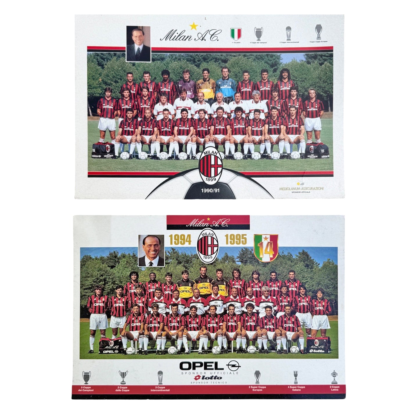 Pair of XL 90s AC Milan Postcards
