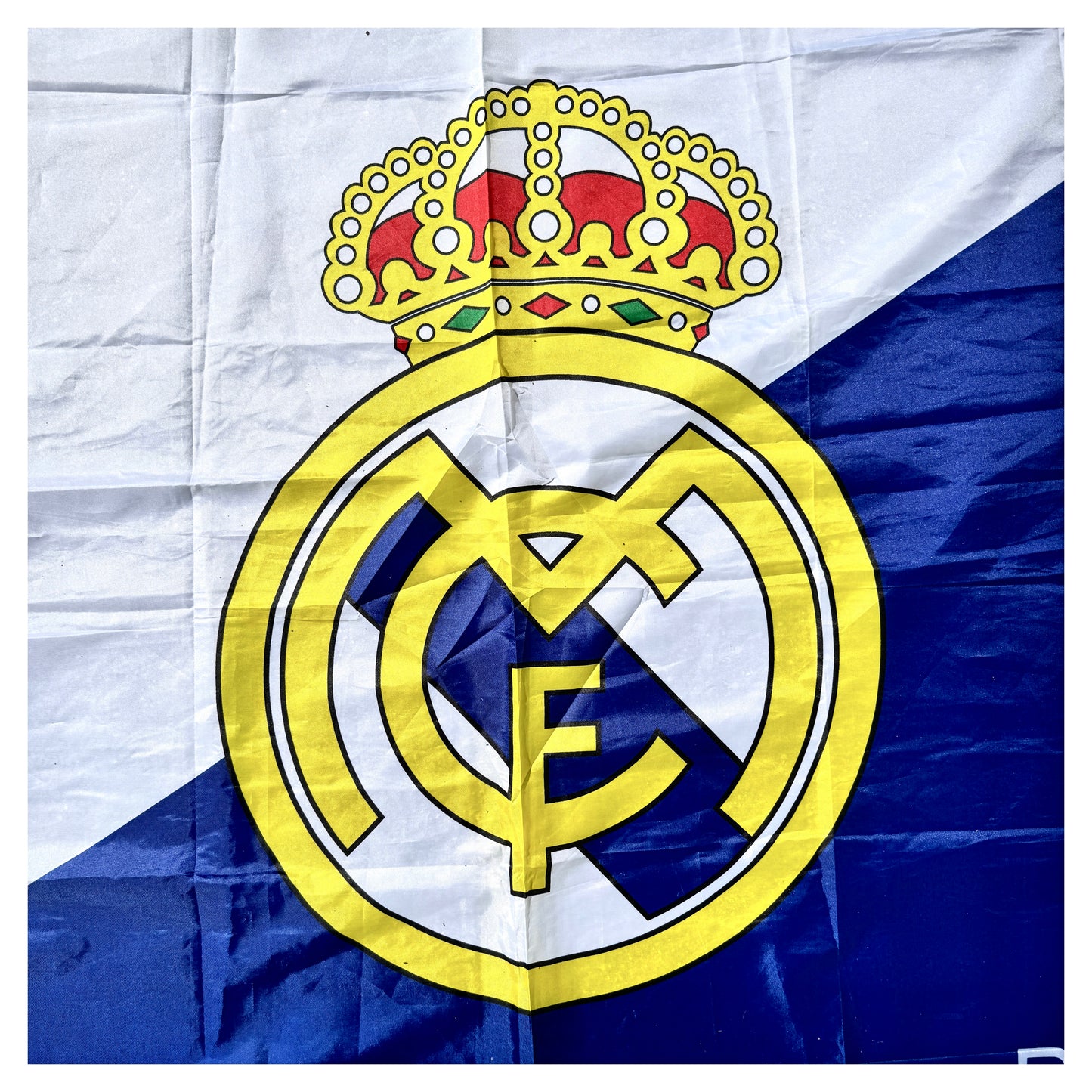 Vintage Real Madrid Team Flag With Gold Trim