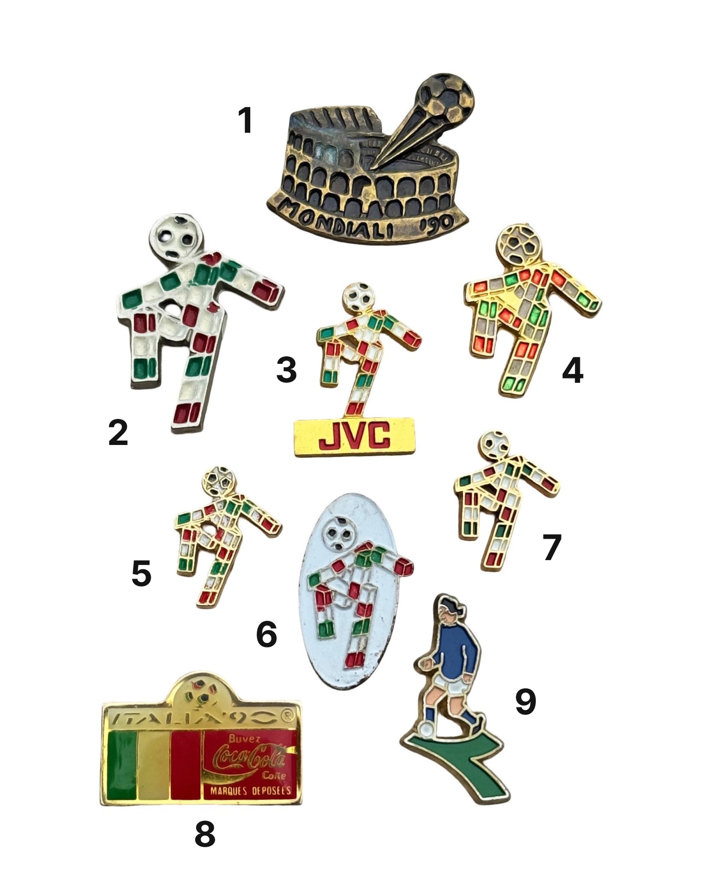 Vintage Italia 90 Pin Badges