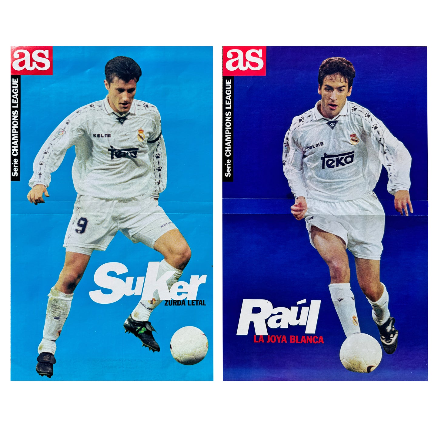Vintage Suker & Raul Double Real Madrid Poster Set