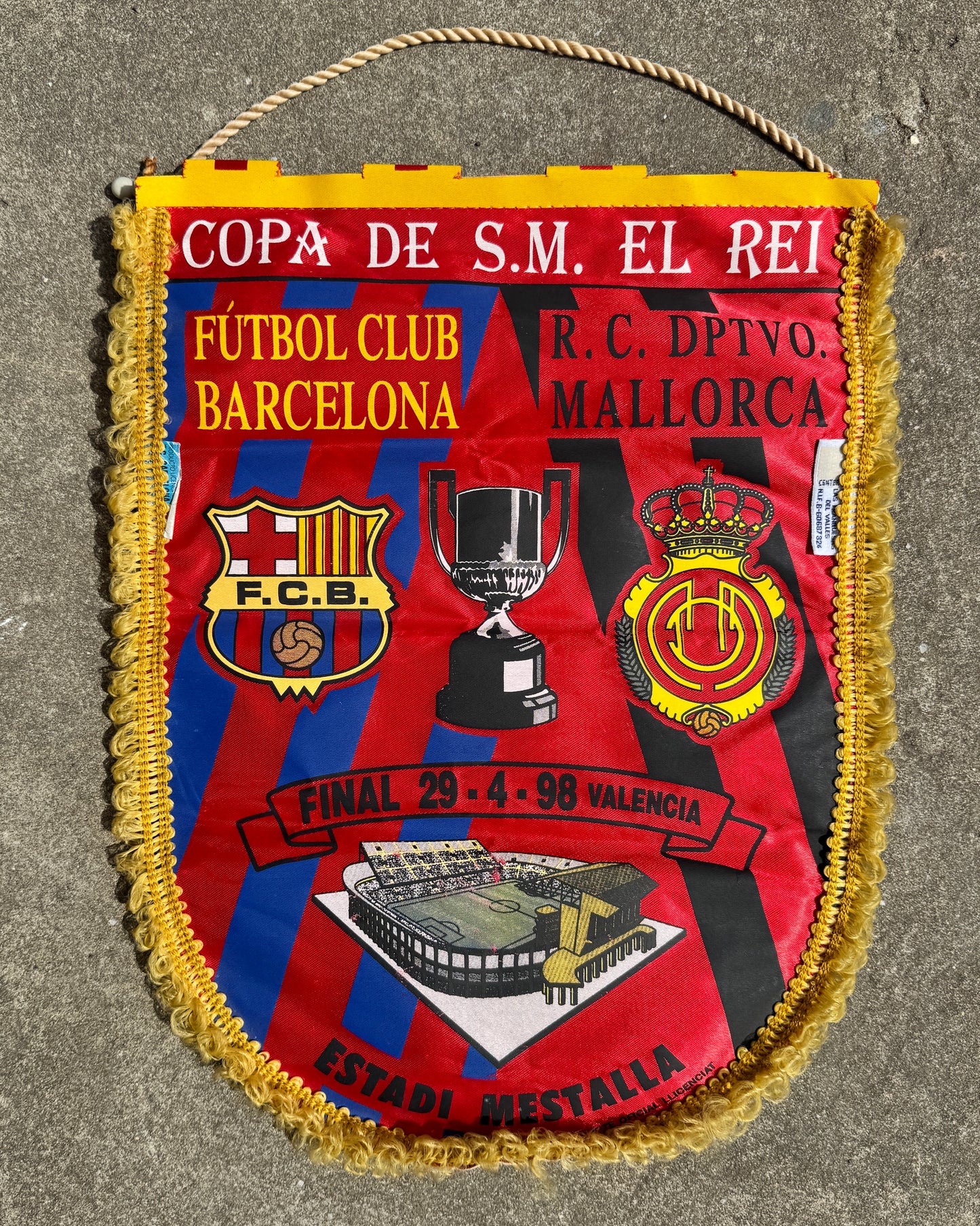 Vintage 1994 Copa Del Rei Pennant - Barcelona v Mallorca