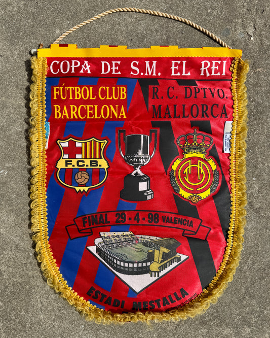 Vintage 1994 Copa Del Rei Pennant - Barcelona v Mallorca