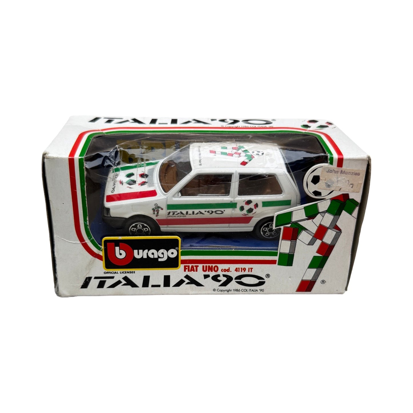 Vintage World Cup Italia 90 Fiat Uno Boxed Toy Car