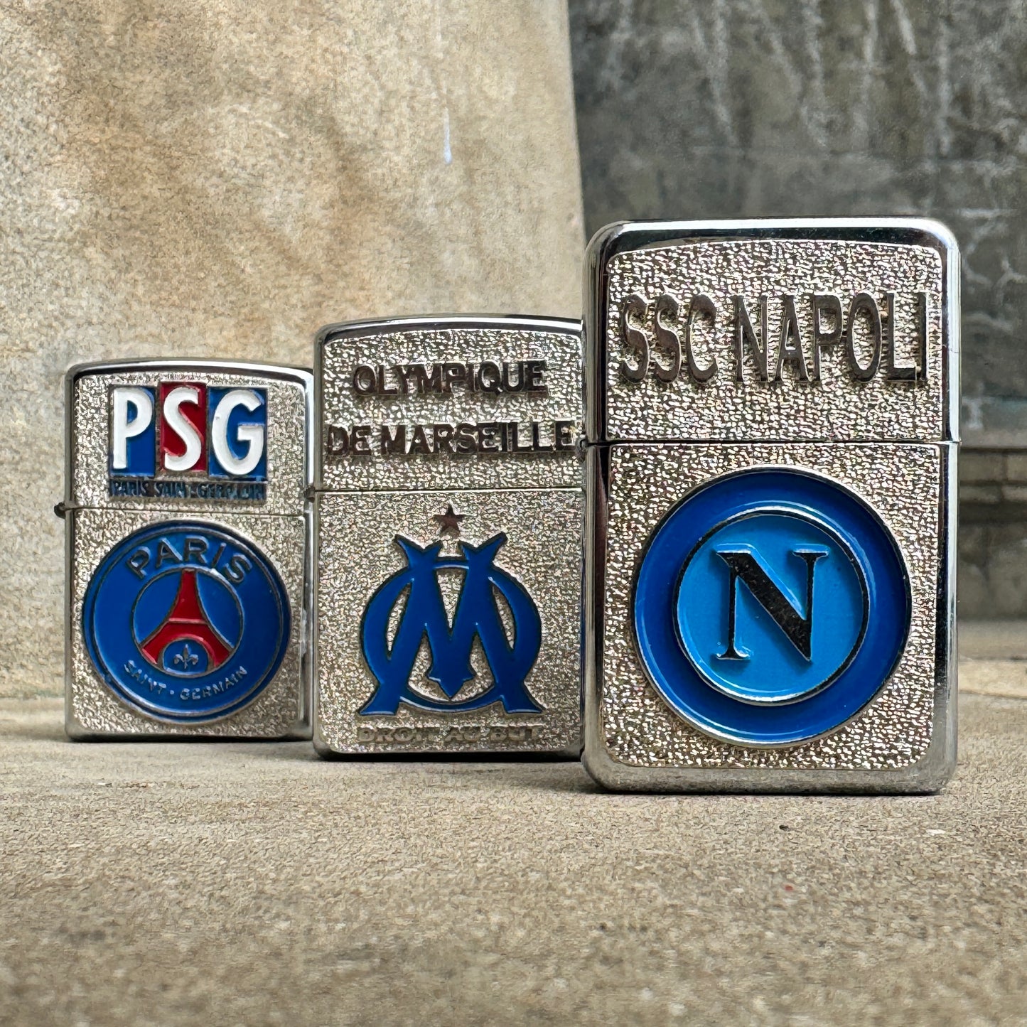 Selection of Vintage Football Zippo Style Lighters