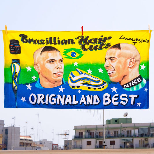 Brazilian Hair Cut Beach Towel by Leonardo (ASL94 x Deadly Prey Gallery)