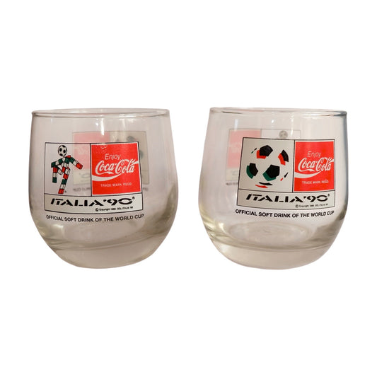 Pair of Coca Cola - Italia 90 World Cup Tumbler Glasses