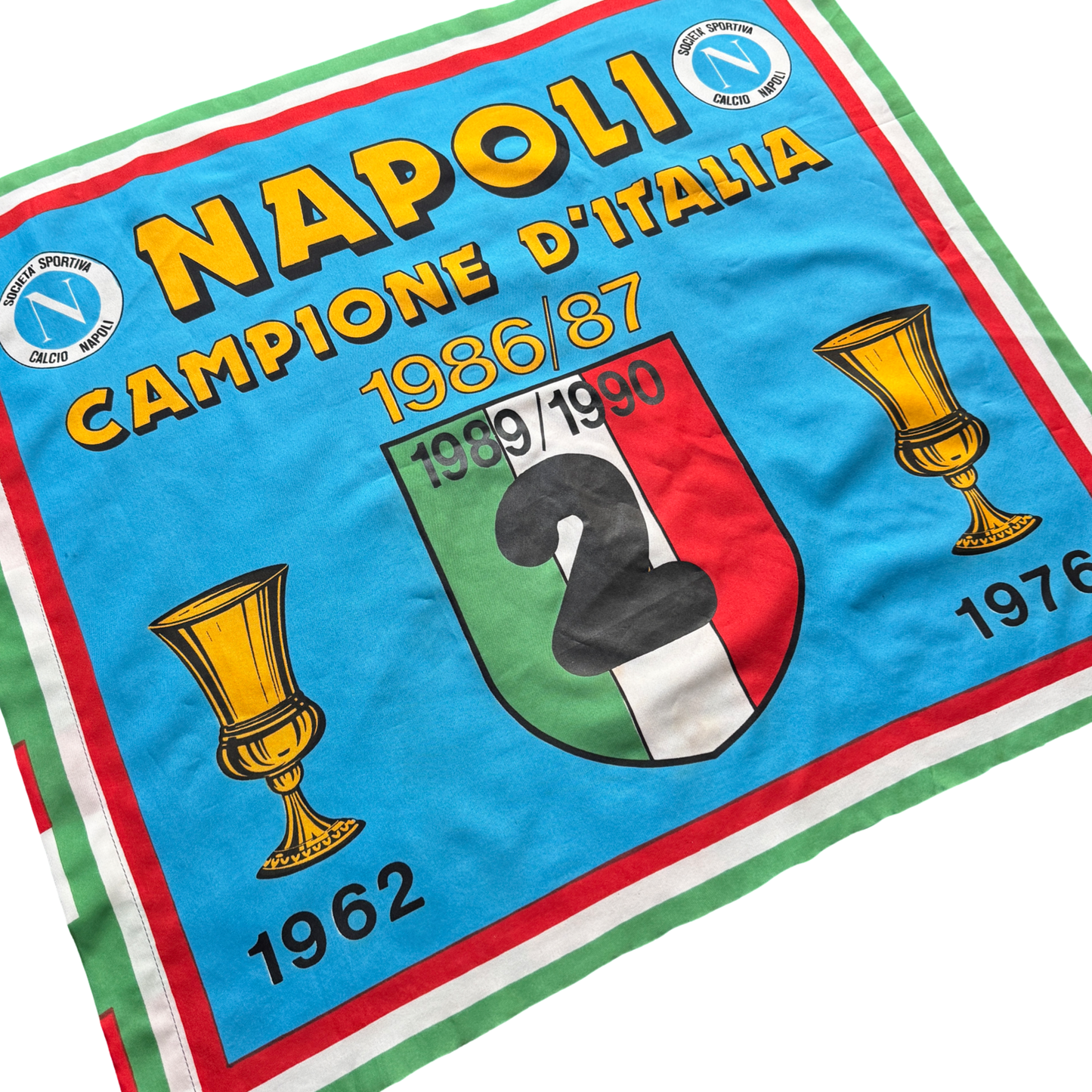 Rare Vintage SSC Napoli Flag - 1989/1990 Champions of Italy Flag