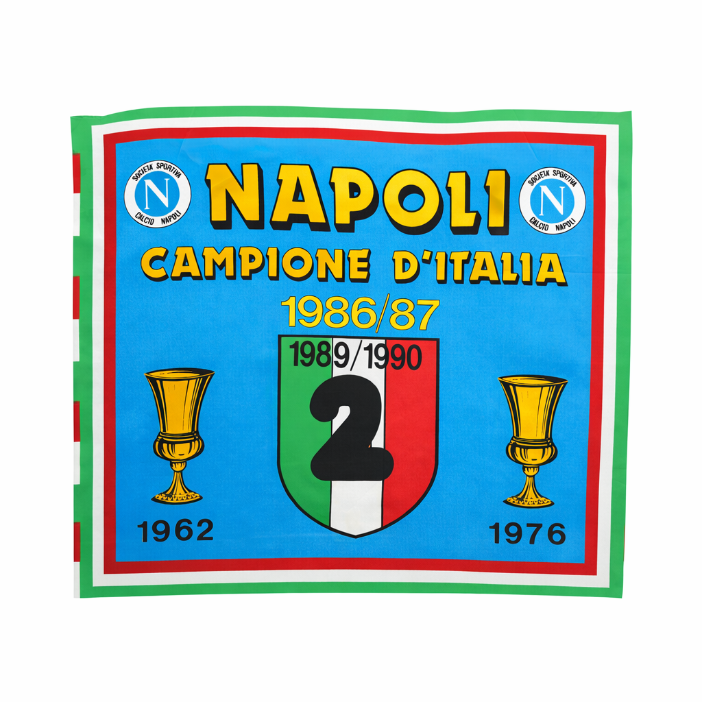 Rare Vintage SSC Napoli Flag - 1989/1990 Champions of Italy Flag