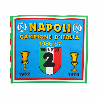 Rare Vintage SSC Napoli Flag - 1989/1990 Champions of Italy Flag