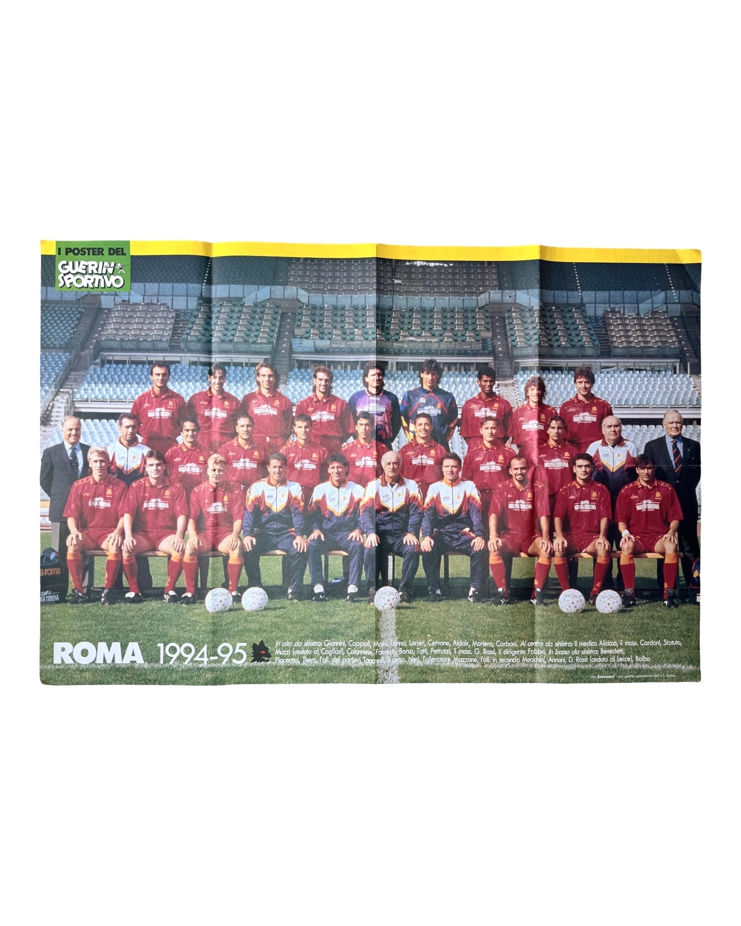 Vintage Double Sided XL 1994 Roma / Lazio Team Poster