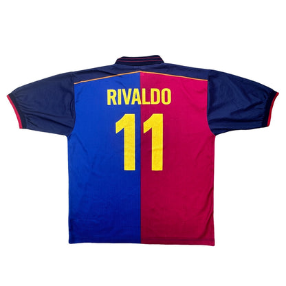1999-00 Barcelona Centenary Fan Home Football Shirt - Rivaldo