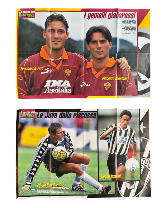 Vintage Double Sided XL Roma Totti & Juventus Poster