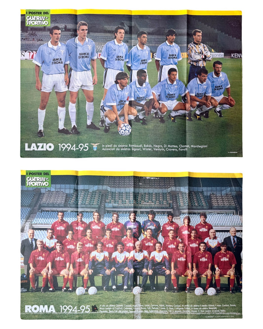 Vintage Double Sided XL 1994 Roma / Lazio Team Poster