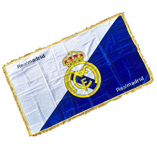 Vintage Real Madrid Team Flag With Gold Trim